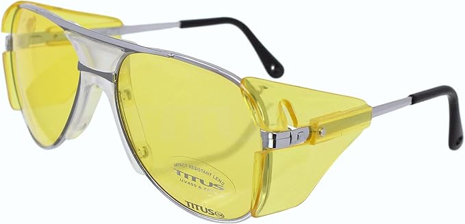 TITUS G77 Premium Metal Frame Aviator Z87+, Z87.1 Safety Glasses Side Shield Motorcycle Shooting DOT ANSI CE Approved Eyewear
