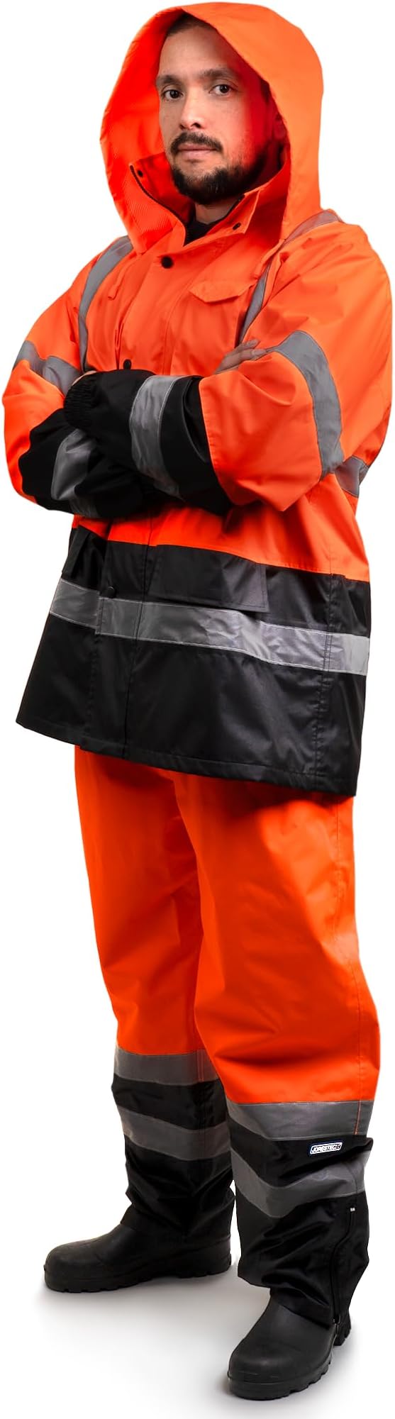 JORESTECH Safety Rain Set/Jacket Reflective High Visibility Yellow Black JK-03 / Pants Lime ANSI 150D Heavy Duty PANTS-03