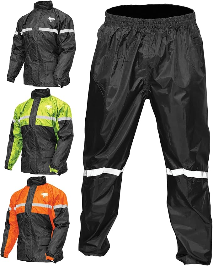 Nelson Rigg Stormrider Rain Suit; 100% Waterproof, Pants and Jacket Included with Reflective Striping