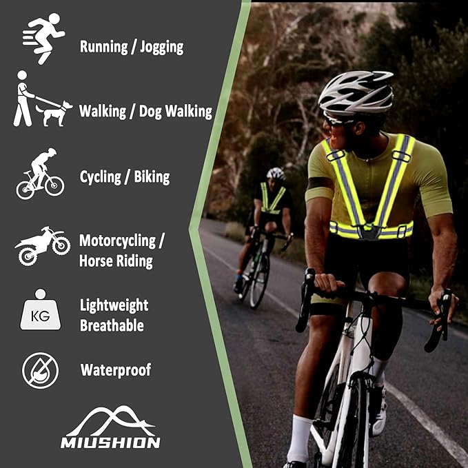 Reflective Vest - Running Vest Reflector, Reflective Running Vest with Safety Straps, High Visibility Reflector