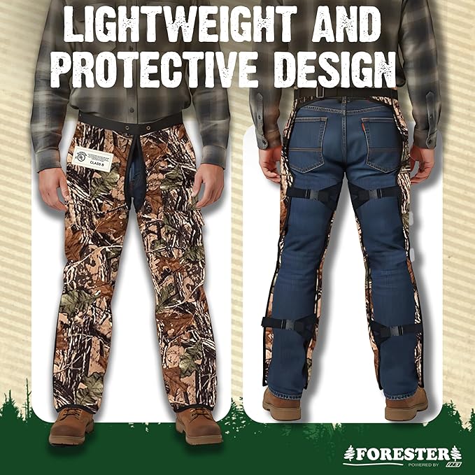 FORESTER Chainsaw Chaps for Men & Women | Apron-Style Chaps with Pocket & Adjustable Waist | Chainsaw Safety Equipment
