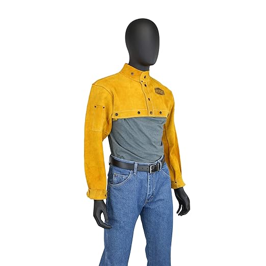 IRONCAT 7000 Cowhide Leather Welding Cape Sleeve - Golden Yellow, XX-Large Size Cape Jacket with Heat Resistance. Welding Gears