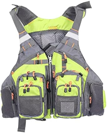 JKSPORTS Fly Fishing Vest - Fishing Safety Life Jacket for Swimming, Sailing, Boating, Kayak - Floating Multifunction Breathable Backpack for Men and Women - Adjustable, Grey/Green/Red/Blue