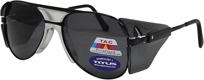 TITUS G77 Premium Metal Frame Aviator Z87+, Z87.1 Safety Glasses Side Shield Motorcycle Shooting DOT ANSI CE Approved Eyewear