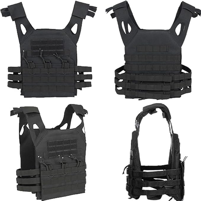 VPZenar Tactical Vest for Men, Airsoft Vest, Black Molle Vest and Cap Protective Equipment, Tactical Airsoft Gear