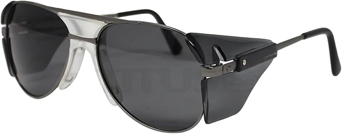 TITUS G77 Premium Metal Frame Aviator Z87+, Z87.1 Safety Glasses Side Shield Motorcycle Shooting DOT ANSI CE Approved Eyewear