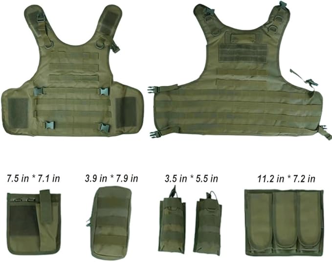 VPZenar Tactical Vest for Men, Airsoft Vest, Black Molle Vest and Cap Protective Equipment, Tactical Airsoft Gear
