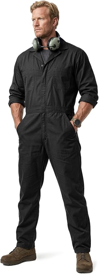 CQR Men's Tactical Ripstop Zip-Front Coverall, Lightweight Durable Utility Work Jumpsuit for Mechanics and Technicians
