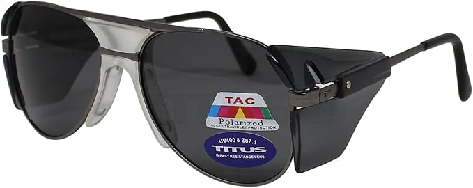 TITUS G77 Premium Metal Frame Aviator Z87+, Z87.1 Safety Glasses Side Shield Motorcycle Shooting DOT ANSI CE Approved Eyewear