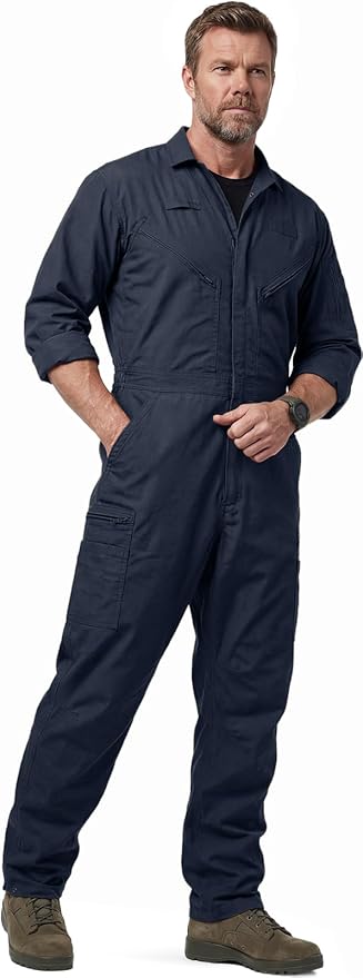 CQR Men's Tactical Ripstop Zip-Front Coverall, Lightweight Durable Utility Work Jumpsuit for Mechanics and Technicians