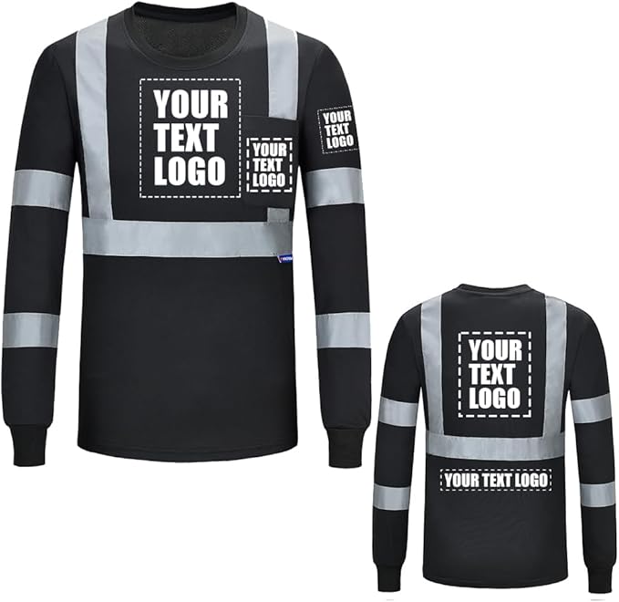 AYKRM Safety T Shirt Reflective High Visibility hi vis Long Sleeve T Shirt (XS-6XL)