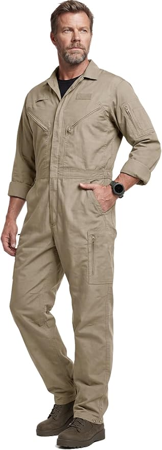 CQR Men's Tactical Ripstop Zip-Front Coverall, Lightweight Durable Utility Work Jumpsuit for Mechanics and Technicians