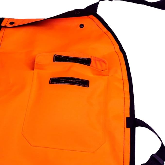 Notch Hi-vis Safety Orange Apron Style Chainsaw Chaps, Type A Frontal Protection 5 Layer Chain-Stopping Protective Fiber