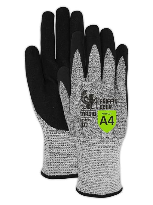 MAGID Griffin Gear ANSI A4 Liquid Repellent Nitrile Work Gloves , 24 Pairs, Size 6/XS, GPD455