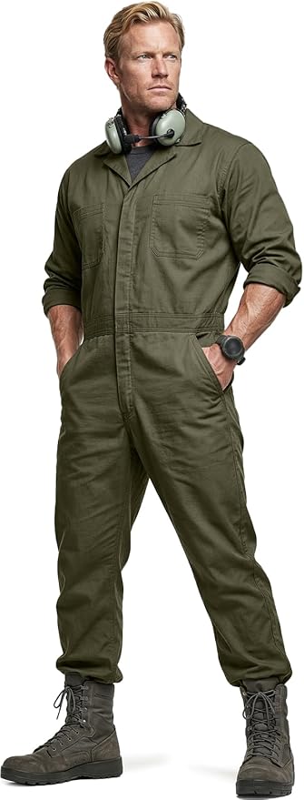 CQR Men's Tactical Ripstop Zip-Front Coverall, Lightweight Durable Utility Work Jumpsuit for Mechanics and Technicians