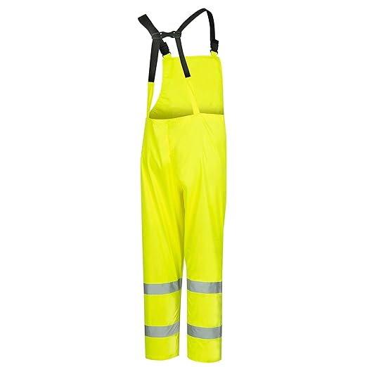 Pioneer High Visibility Rain Gear Safety Jacket and Bib Pants – Hi Vis, Waterproof, Reflective PVC Work Suit for Men – Orange and Yellow/Green