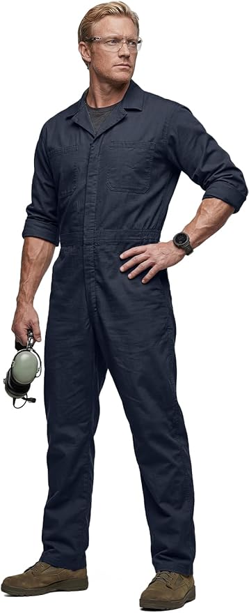 CQR Men's Tactical Ripstop Zip-Front Coverall, Lightweight Durable Utility Work Jumpsuit for Mechanics and Technicians
