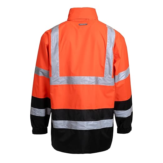 JORESTECH Hi-Visibility Waterproof Rain Jacket with Mesh Lining, ANSI/ISEA 107-2015 Class 3 Type R, Lightweight Wind-Resistant Safety Jacket