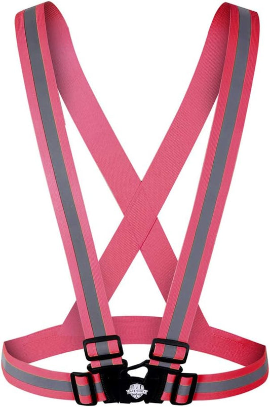 Dazonity High Visibility Safety Vest,Lightweight,Adjustable & Elastic Vest,Hi Vis Reflective Strips, Fit for Men & Women, Construction,Cycling, Runnning, (Fuschia)