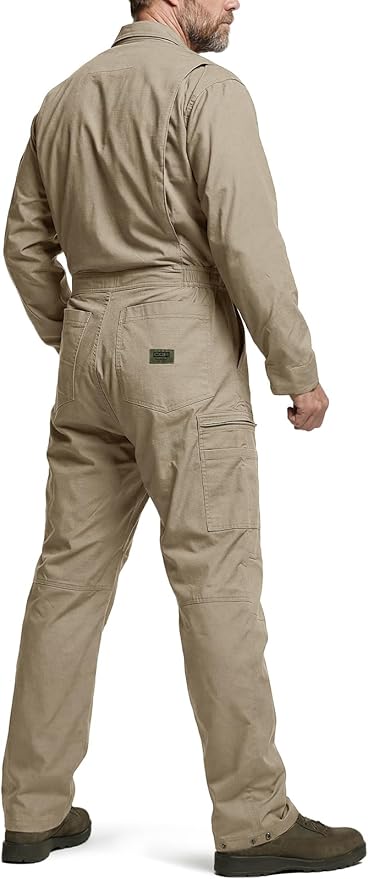 CQR Men's Tactical Ripstop Zip-Front Coverall, Lightweight Durable Utility Work Jumpsuit for Mechanics and Technicians