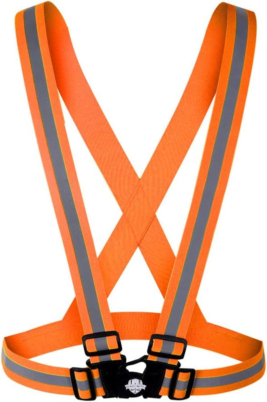 Dazonity High Visibility Safety Vest,Lightweight,Adjustable & Elastic Vest,Hi Vis Reflective Strips, Fit for Men & Women, Construction,Cycling, Runnning, Surveyor, (Orange)