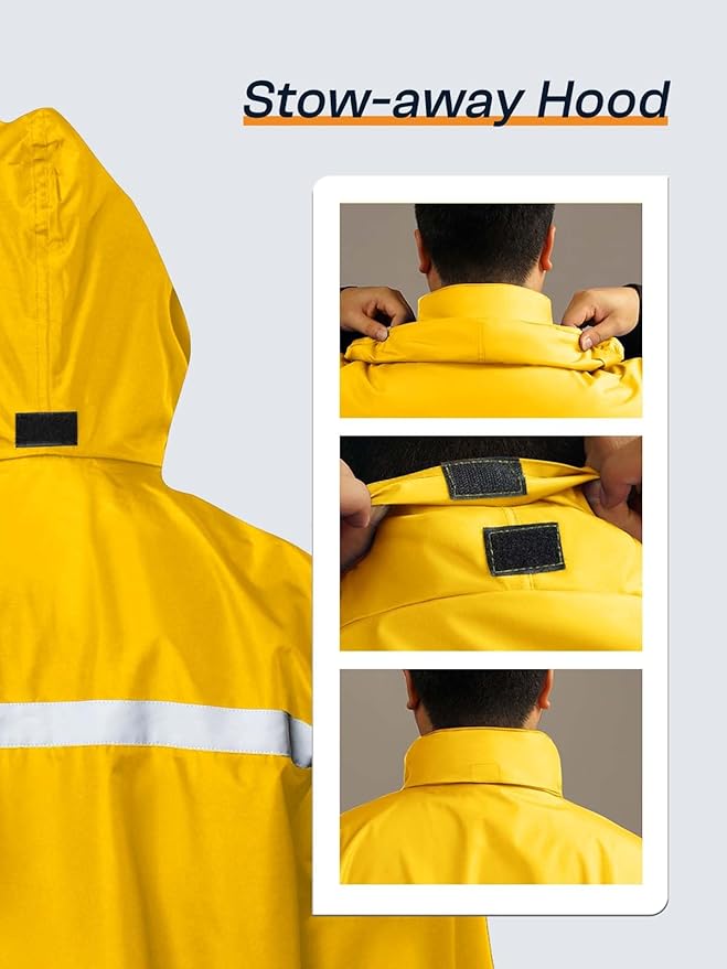 Men's Rain Suit High Visibility Reflective Work Rain Jacket Pants for All Sport Farm Fishing Motorcycle