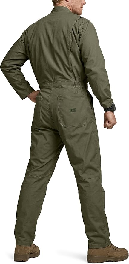 CQR Men's Tactical Ripstop Zip-Front Coverall, Lightweight Durable Utility Work Jumpsuit for Mechanics and Technicians