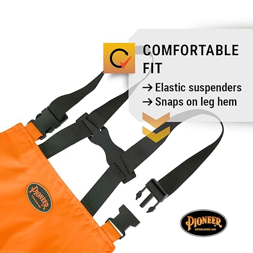 Pioneer High Visibility Rain Gear Safety Jacket and Bib Pants – Hi Vis, Waterproof, Reflective PVC Work Suit for Men – Orange and Yellow/Green