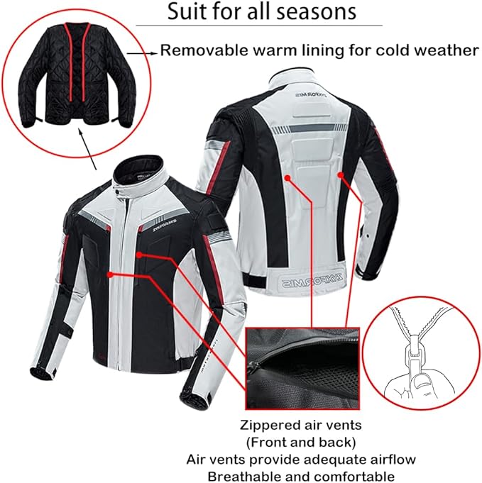 Motorcycle Jacket Motorbike Biker Waterproof Jackets Windproof Full Body Protective Gear Armoured Summer Winter for Men