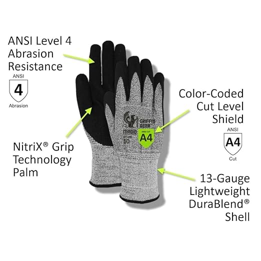 MAGID Griffin Gear ANSI A4 Liquid Repellent Nitrile Work Gloves, 1 Pair, Size 12/3XL, GPD455