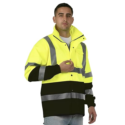 JORESTECH Hi-Visibility Waterproof Rain Jacket with Mesh Lining, ANSI/ISEA 107-2015 Class 3 Type R, Lightweight Wind-Resistant Safety Jacket