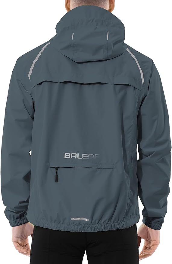 baleaf Men's Rain Jacket Waterproof Windbreaker Raincoat Running Cycling Hiking Gear Hood Lightweight Reflective Packable