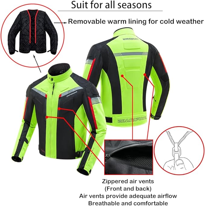 Motorcycle Jacket Motorbike Biker Waterproof Jackets Windproof Full Body Protective Gear Armoured Summer Winter for Men