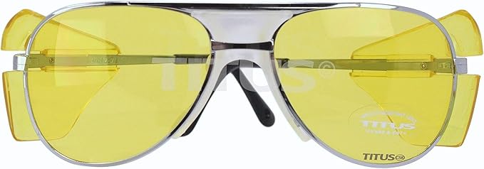 TITUS G77 Premium Metal Frame Aviator Z87+, Z87.1 Safety Glasses Side Shield Motorcycle Shooting DOT ANSI CE Approved Eyewear