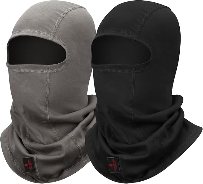 FR Face Mask for Men – Fire Resistant Balaclava Welding Head Cover, 100% Cotton Full Face Hood & Neck Protector