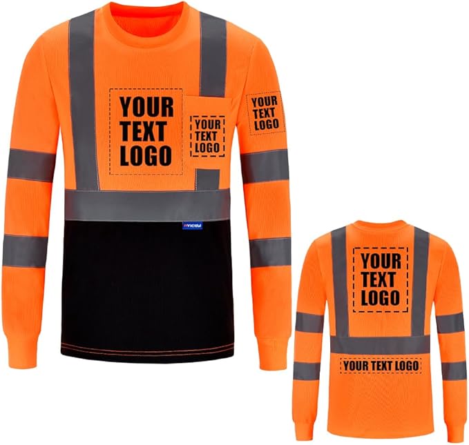 AYKRM Safety T Shirt Reflective High Visibility hi vis Long Sleeve T Shirt (XS-6XL)