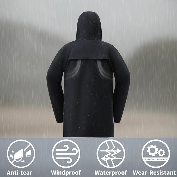 RainRider Rain Suits Waterproof for Men Women Heavy Duty Rain Gear Reflective Jacket Bib Pants 3 Pieces Rainwear