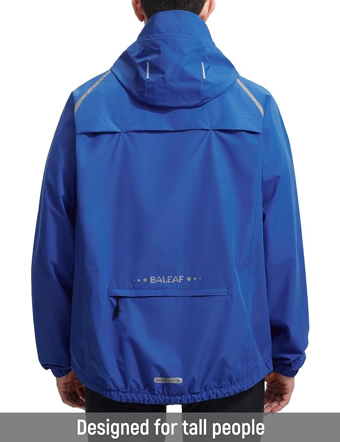 baleaf Men's Rain Jacket Waterproof Windbreaker Raincoat Running Cycling Hiking Gear Hood Lightweight Reflective Packable