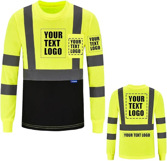 AYKRM Safety T Shirt Reflective High Visibility hi vis Long Sleeve T Shirt (XS-6XL)