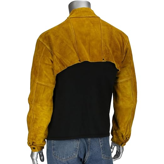 IRONCAT 7000 Cowhide Leather Welding Cape Sleeve - Golden Yellow, 4X-Large Size Cape Jacket with Heat Resistance. Welding Gears