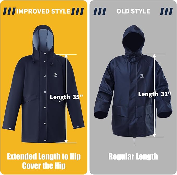 RainRider Rain Suits Waterproof for Men Women Heavy Duty Rain Gear Reflective Jacket Bib Pants 3 Pieces Rainwear