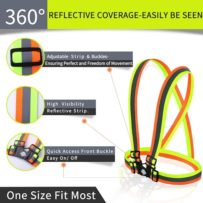 Dazonity High Visibility Safety Vest,Lightweight,Adjustable & Elastic Vest,Hi Vis Reflective Strips, Fit for Men & Women, Construction,Cycling, Runnning, Surveyor, (Orange)