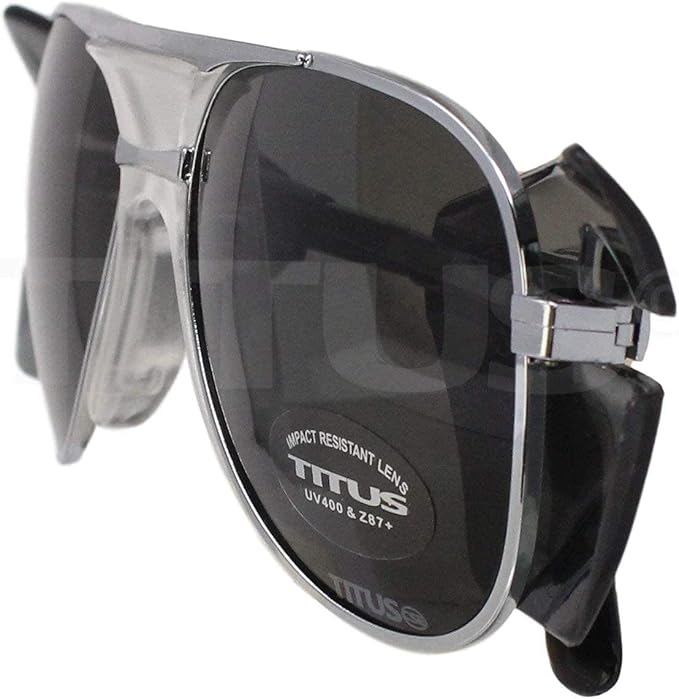 TITUS G77 Premium Metal Frame Aviator Z87+, Z87.1 Safety Glasses Side Shield Motorcycle Shooting DOT ANSI CE Approved Eyewear