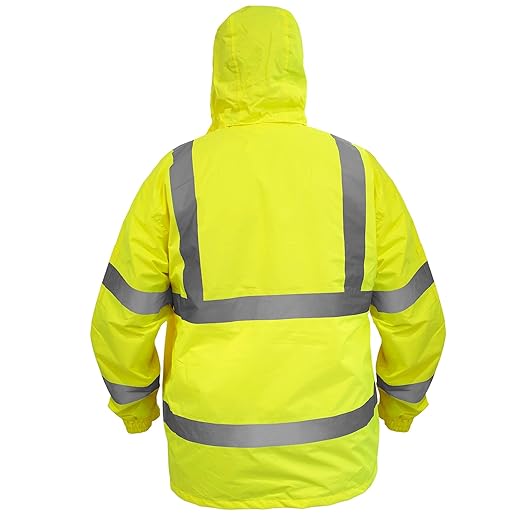 JORESTECH Hi-Visibility Waterproof Rain Jacket with Mesh Lining, ANSI/ISEA 107-2015 Class 3 Type R, Lightweight Wind-Resistant Safety Jacket