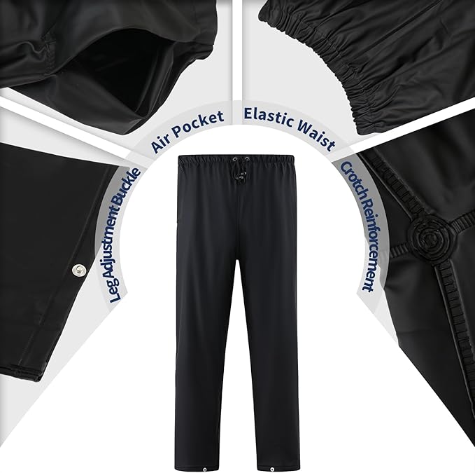 RainRider Rain Suits Waterproof for Men Women Heavy Duty Rain Gear Reflective Jacket Bib Pants 3 Pieces Rainwear