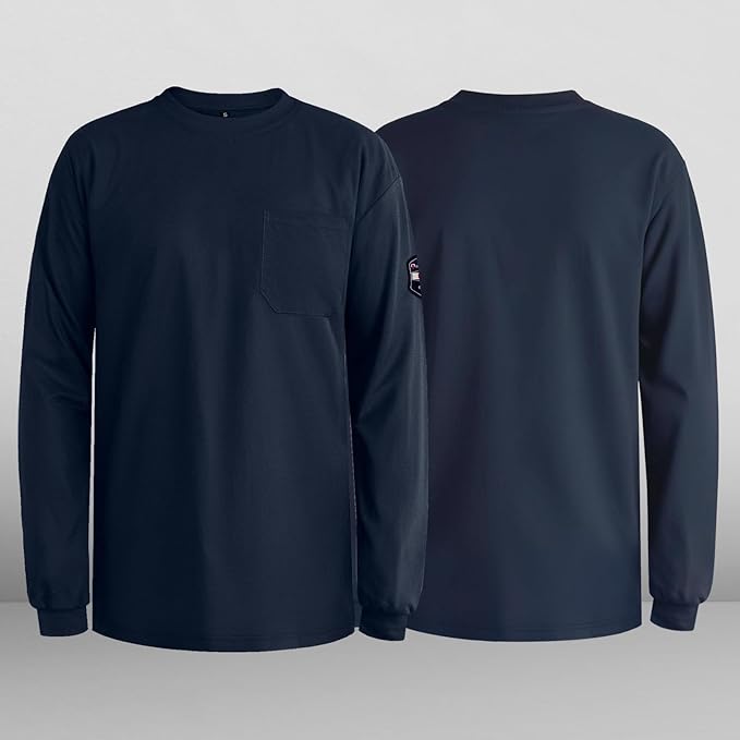 Welding Shirts for Men 7.5OZ FR Shirts, Flame Resistant FR Jackets for Men with Reinforced Sewing, Men's Fire Retardant Welding Shirt, Durable to Use, Navy-YL 3XL