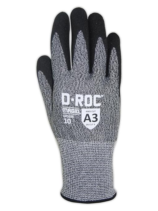 MAGID Griffin Gear ANSI A3 Hyperon Blended Sandy Nitrile Coated Work Gloves, 72 Pairs, Size 8/Medium, GPD255
