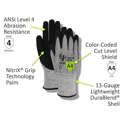 MAGID Griffin Gear ANSI A4 Liquid Repellent Nitrile Work Gloves , 96 Pairs, Size 12/3XL, GPD455