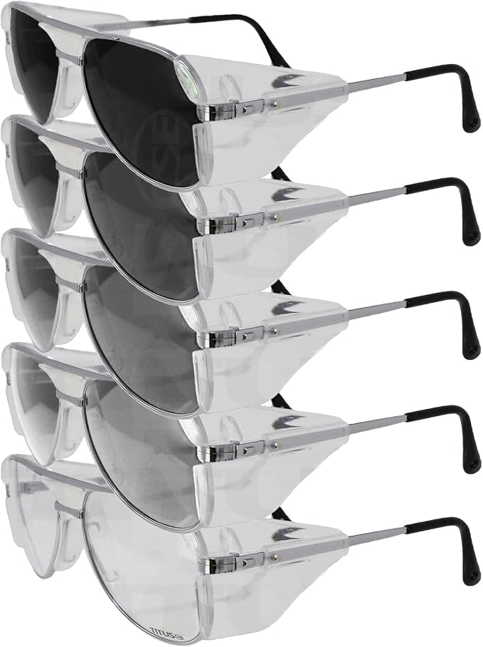 TITUS G77 Premium Metal Frame Aviator Z87+, Z87.1 Safety Glasses Side Shield Motorcycle Shooting DOT ANSI CE Approved Eyewear