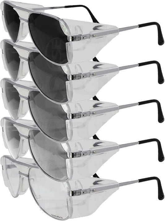 TITUS G77 Premium Metal Frame Aviator Z87+, Z87.1 Safety Glasses Side Shield Motorcycle Shooting DOT ANSI CE Approved Eyewear